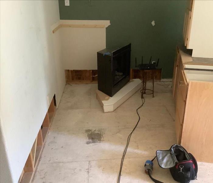 water damaged fireplace after removal