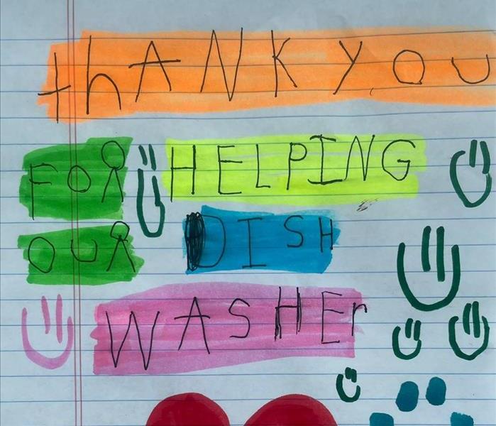 kids drawing thanking servpro for the help