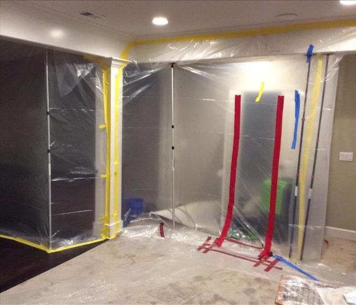 plastic containment chambers set up in house
