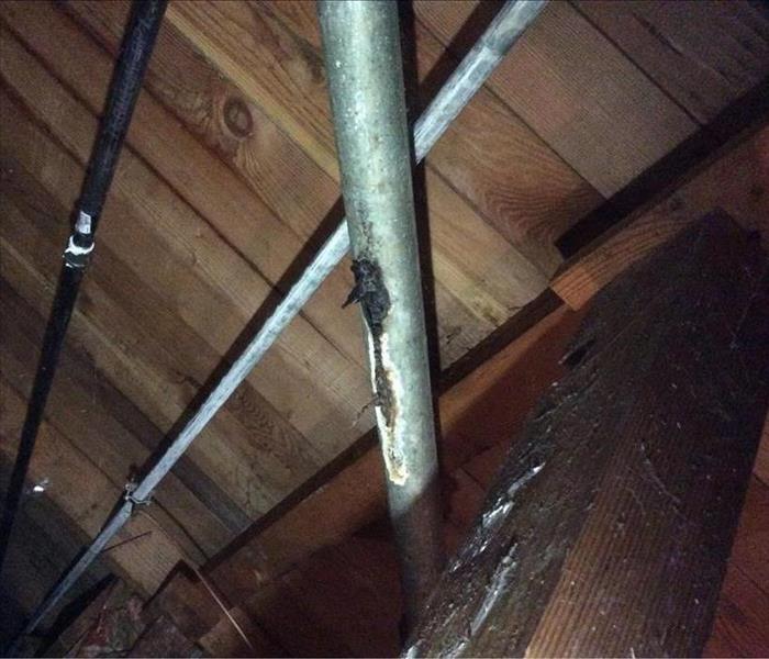 leaky pipe in a crawlspace
